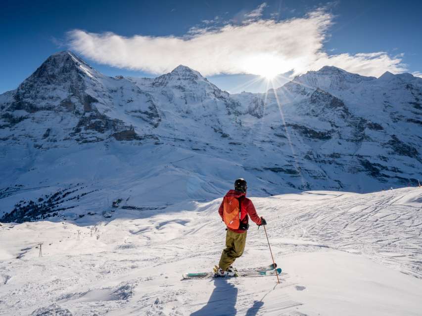 Skifahren vor Eiger, Mönch und Jungfrau
